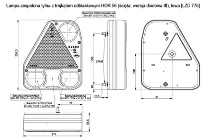 Zespolona lampa diodowa tylna Horpol lewa 776 z trójkątem